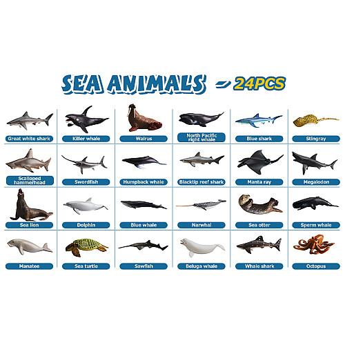 Развивающий набор мини фигурки Морские животные (24 шт) от Toymany