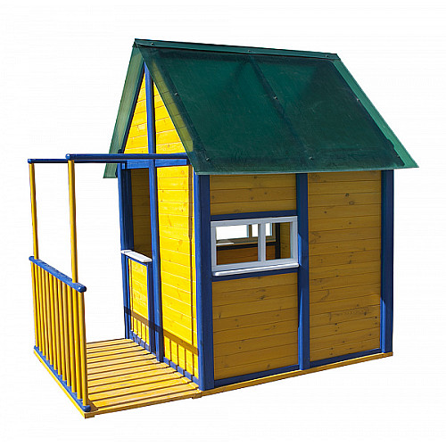 Деревянный игровой домик с полупрозрачной крышей