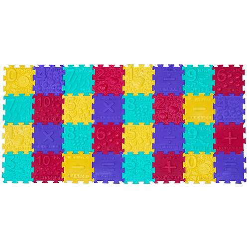 Тактильний масажний килимок Пазли Математика (32 елементи)