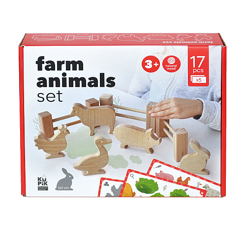Набор деревянных фигурок Животные на ферме (17 элементов)