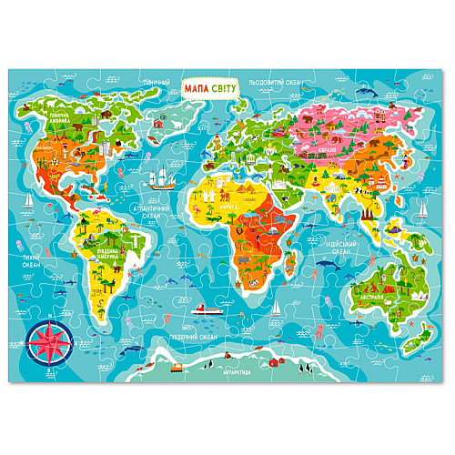 Развивающий набор пазлы Карта мира (100 элементов)