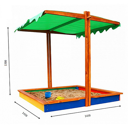 Дерев'яна пісочниця з дахом