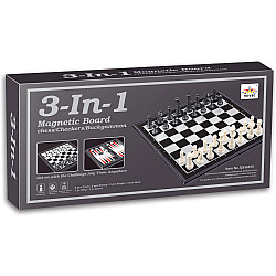 Развивающая магнитная настольная игра 3-в-1 шахматы, нарды, шашки