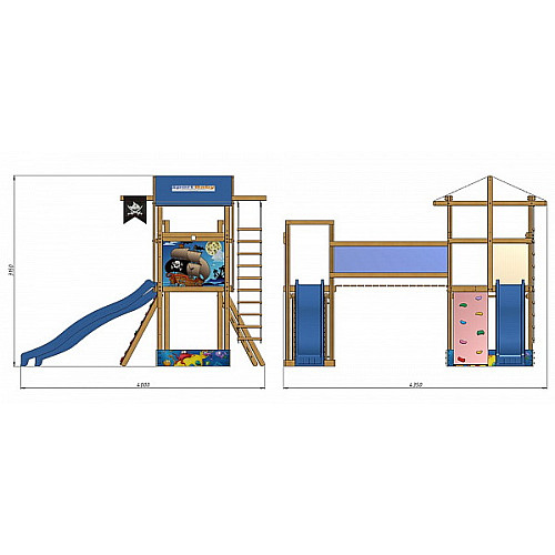 Детская игровая площадка SportBaby-11 с мостиком и сеткой