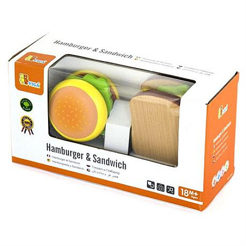 Развивающий набор Сэндвич и гамбургер от Viga Toys