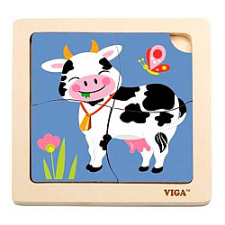 Развивающий мини пазл Корова от Viga Toys