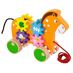 Развивающая игрушка каталка с шестеренками Лошадка от Viga Toys