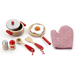 Розвиваючий набір червоного кольору Маленький кухар від Viga Toys