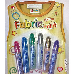 Набор для творчества Краски для ткани с блестками( 6 цветов)