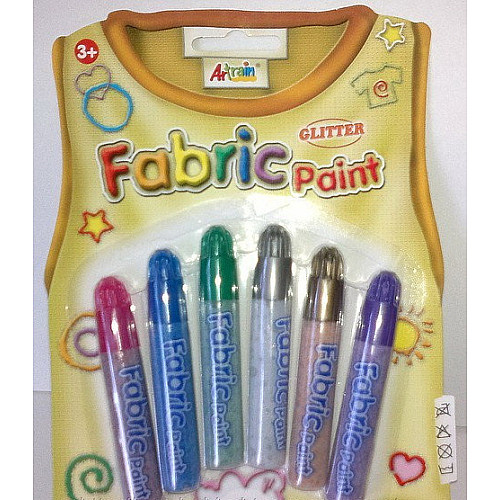 Набір для творчості Фарби для тканини з блискітками (6 кольорів)
