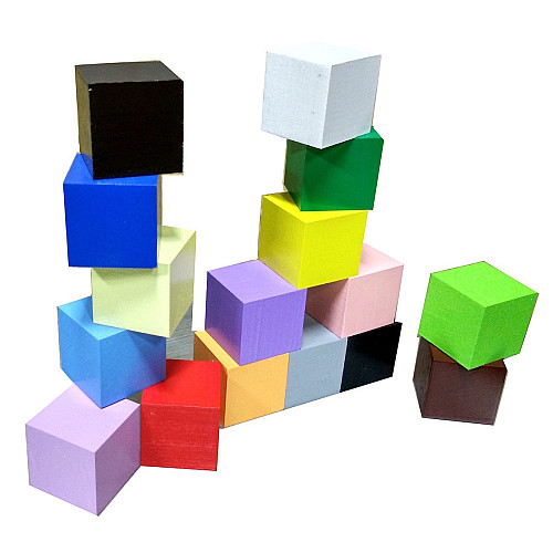 Деревянные цветные кубики Монтессори 16 шт