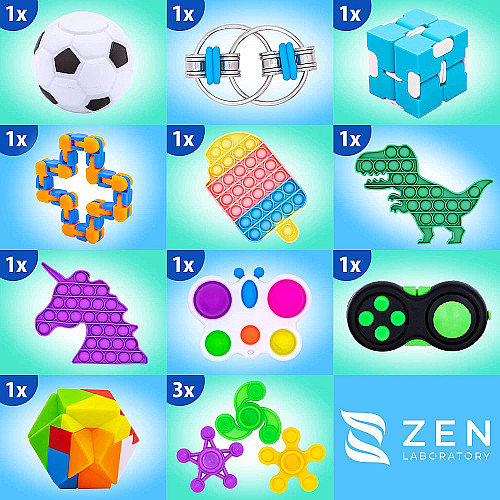 Набор сенсорных антистресс-игрушек (50 шт) от Zen Laboratory