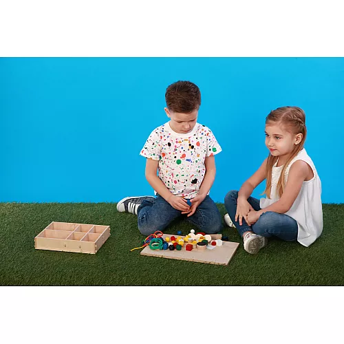 Розвиваючий дерев'яний набір Монтессорі (46 елементів) від Hega