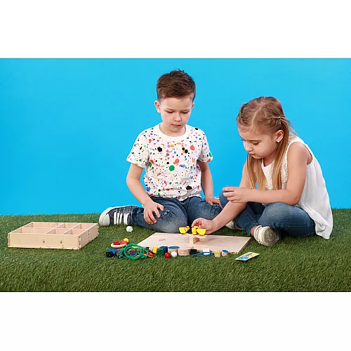 Розвиваючий дерев'яний набір Монтессорі (46 елементів) від Hega