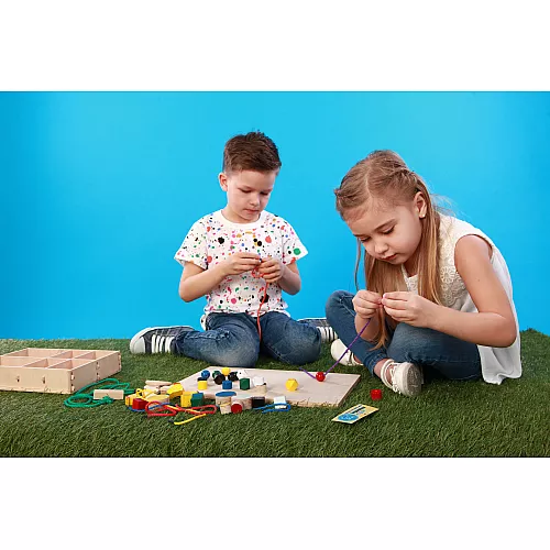 Розвиваючий дерев'яний набір Монтессорі (46 елементів) від Hega