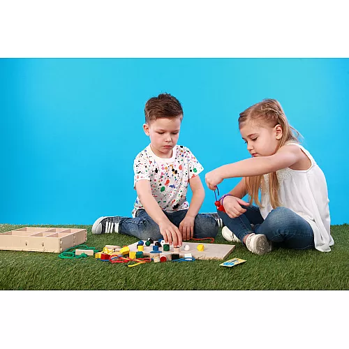 Розвиваючий дерев'яний набір Монтессорі (46 елементів) від Hega