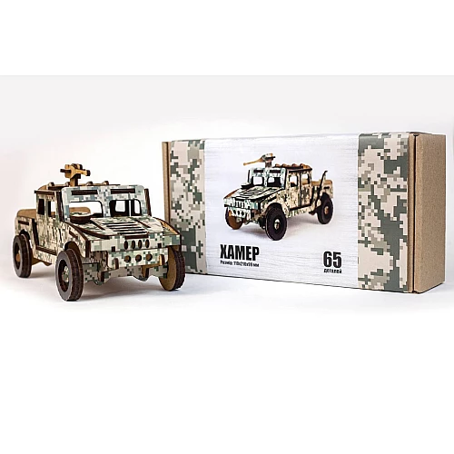 Деревянный 3D-конструктор Хамер (65 деталей) от PuzzleOk