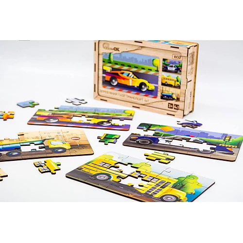 Дерев'яний пазл 4 в 1 Транспорт від PuzzleOk Дерев'яний пазл 4 в 1 Транспорт від PuzzleOk