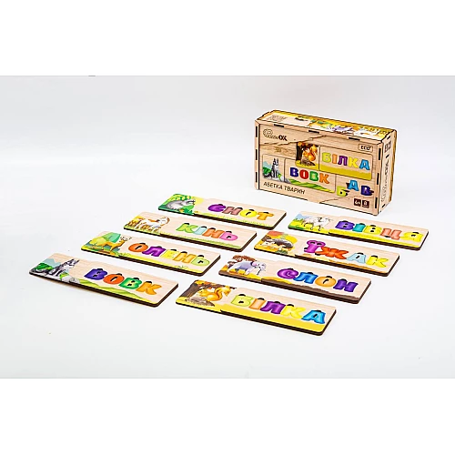 Розвиваюча іграшка-пазл Абетка тварин (8 тварин) від PuzzleOk Розвиваюча іграшка-пазл Абетка тварин (8 тварин) від PuzzleOk