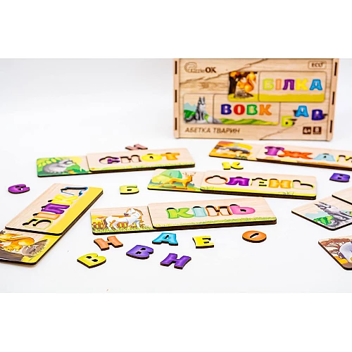 Розвиваюча іграшка-пазл Абетка тварин (8 тварин) від PuzzleOk Розвиваюча іграшка-пазл Абетка тварин (8 тварин) від PuzzleOk