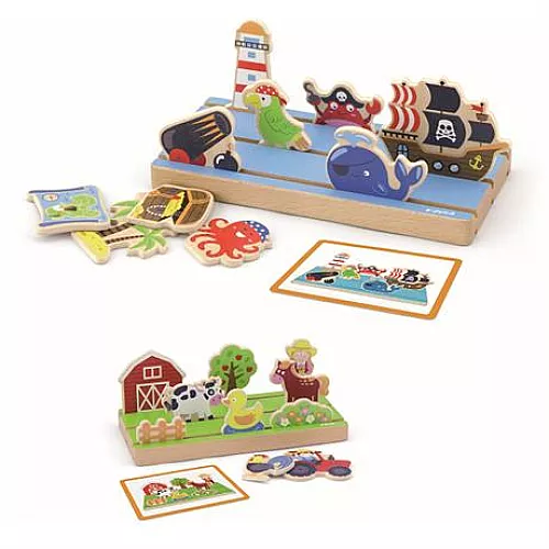 Развивающий двусторонний набор Ферма и море от Viga Toys Развивающий двусторонний набор Ферма и море от Viga Toys