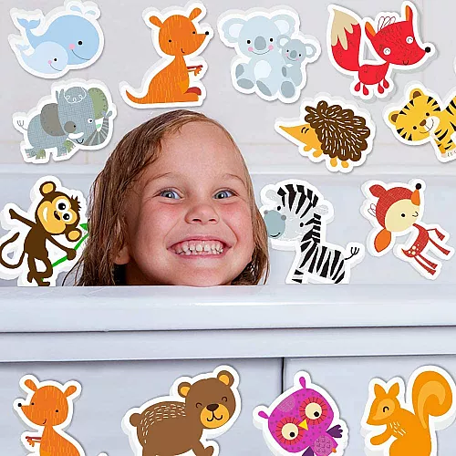 Развивающий набор для ванны наклейки Животные (18 шт) от 3 Bees & Me Развивающий набор для ванны наклейки Животные (18 шт) от 3 Bees & Me