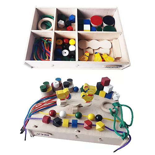 Розвиваючий дерев'яний набір Монтессорі (46 елементів) від Hega