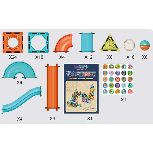 Розвиваючий STEAM магнітний конструктор лабіринт з кульками (98 деталей) від Obetty