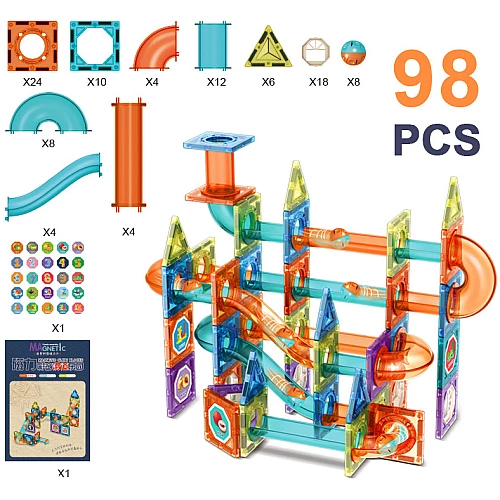 Розвиваючий STEAM магнітний конструктор лабіринт з кульками (98 деталей) від Obetty