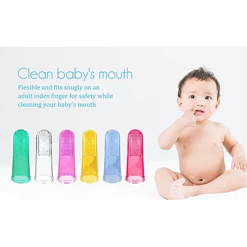 Набір кольорових дитячих зубних щіток на палець (6 шт)