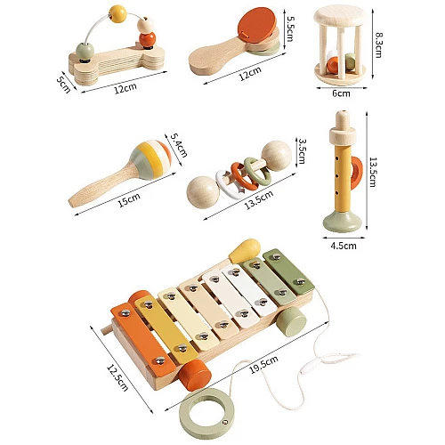 Розвиваючий набір дерев'яні музичні інструменти (7 шт) від Obetty