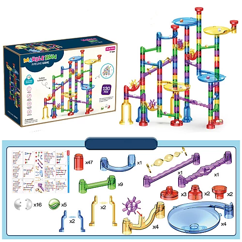 Розвиваючий STEM конструктор прозорий лабіринт з кульками (130 деталей) від Obetty