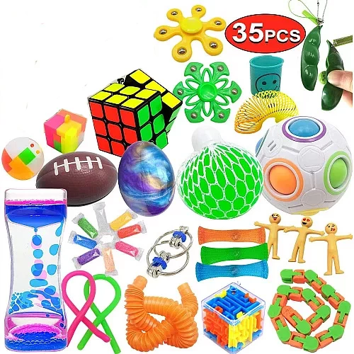 Розвиваючий сенсорний набір Іграшки антистрес (35 предметів)