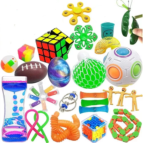 Розвиваючий сенсорний набір Іграшки антистрес (35 предметів)