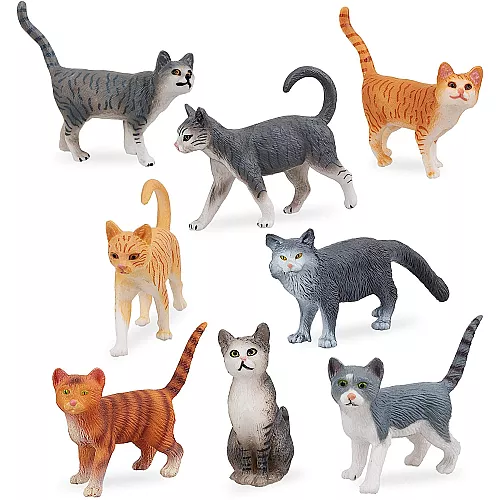 Развивающий набор мини фигурки Серые и рыжие кошки (8 шт) от Toymany Развивающий набор мини фигурки Серые и рыжие кошки (8 шт) от Toymany