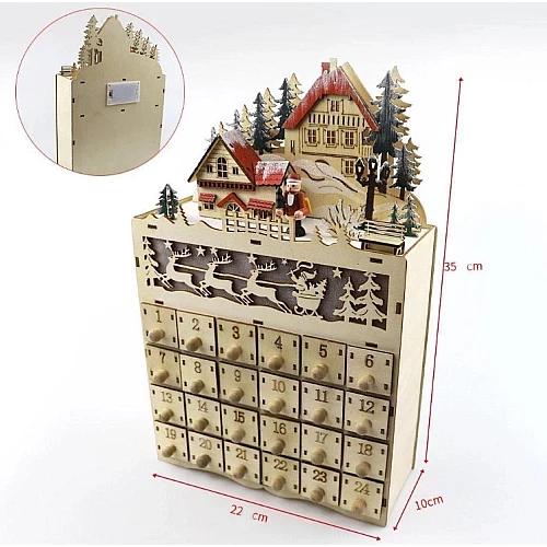 Рождественский адвент календарь с подсветкой на 24 дня
