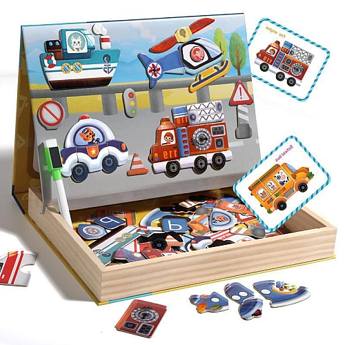 Дерев'яна магнітна дошка Транспорт