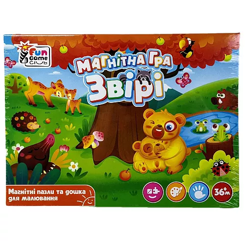 Развивающая магнитная игра пазл Звери на украинском языке