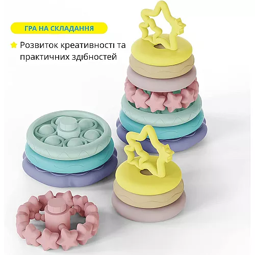 Сенсорная игрушка пирамидка Торт (7 элементов) Сенсорная игрушка пирамидка Торт (7 элементов)