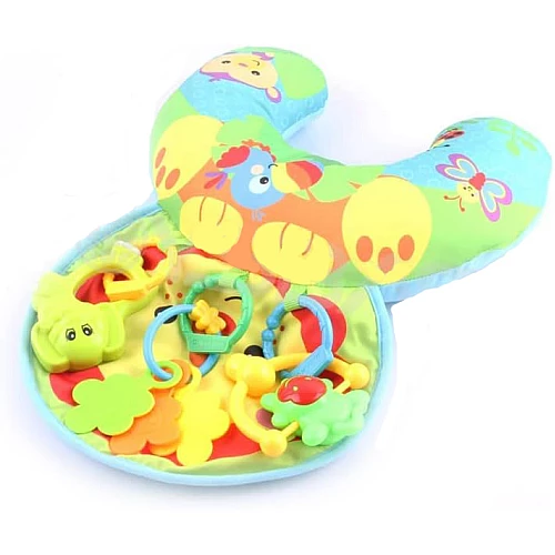 Развивающая детская подушка с погремушками