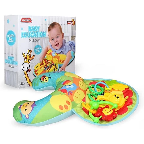Развивающая детская подушка с погремушками