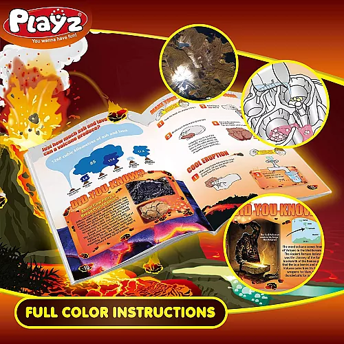 Научный набор STEM Вулкан и лава (22+ инструментов и ингридиентов) от Playz Научный набор STEM Вулкан и лава (22+ инструментов и ингридиентов) от Playz
