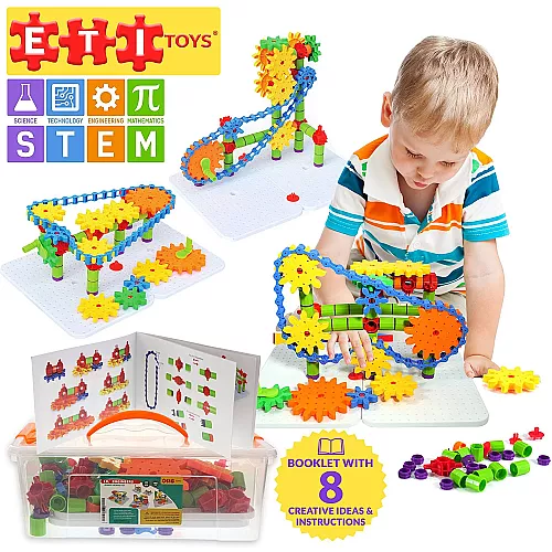 Розвиваючий STEM конструктор з шестернями (192 шт) від ETI Toys Розвиваючий STEM конструктор з шестернями (192 шт) від ETI Toys