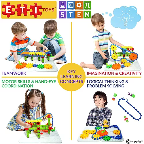 Розвиваючий STEM конструктор з шестернями (192 шт) від ETI Toys Розвиваючий STEM конструктор з шестернями (192 шт) від ETI Toys