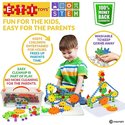 Розвиваючий STEM конструктор з шестернями (192 шт) від ETI Toys Розвиваючий STEM конструктор з шестернями (192 шт) від ETI Toys