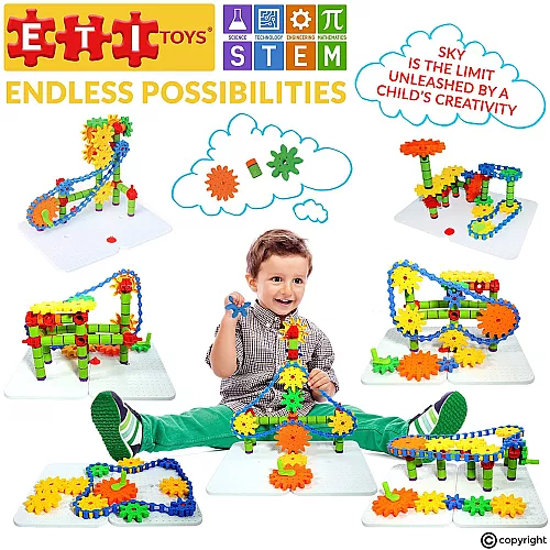 Розвиваючий STEM конструктор з шестернями (192 шт) від ETI Toys Розвиваючий STEM конструктор з шестернями (192 шт) від ETI Toys