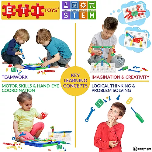 Развивающий STEM конструктор с шестеренками (92 шт) от ETI Toys Развивающий STEM конструктор с шестеренками (92 шт) от ETI Toys