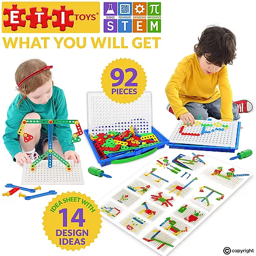 Развивающий STEM конструктор с шестеренками (92 шт) от ETI Toys Развивающий STEM конструктор с шестеренками (92 шт) от ETI Toys