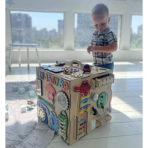 Развивающая игрушка Бизикуб 40х40 см с дверкой