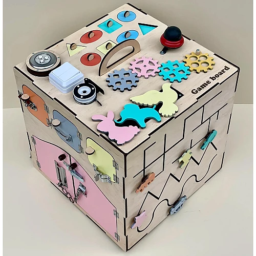 Развивающая игрушка Бизикуб 40х40 см с дверкой